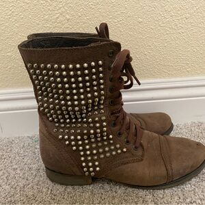 Steve Madden Brown Leather Studded Hiking Boots 9M